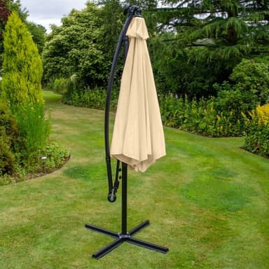Beige 3m LED Cantilever Parasoll
