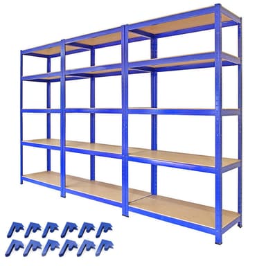 3 x T-Rax 90 cm Blå Hyllenhet – med ihopkopplingsfästen