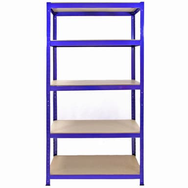 Monster Racking T-Rax metallförvaringshyllor, blå, 90 cm B, 45 cm D, set med 5