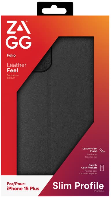 Zagg iPhone 15 Plus plånboksfodral (svart)