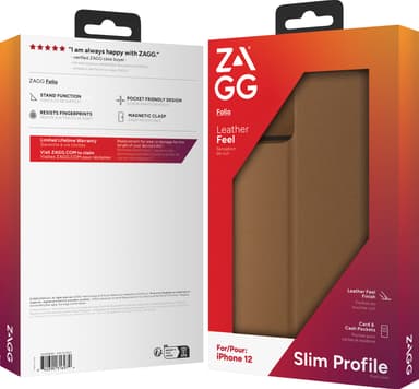 Zagg iPhone 12/12 Pro plånboksfodral (brunt)