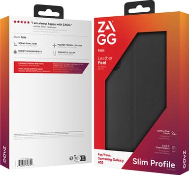 Zagg Samsung Galaxy A15 plånboksfodral (svart)