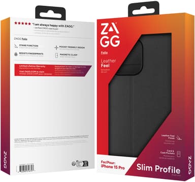 Zagg iPhone 15 Pro plånboksfodral (svart)