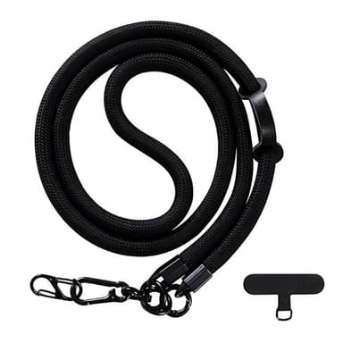 Mobilhalsband 10mm med fästbricka - Svart