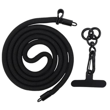 Mobilhalsband 7mm med fästbricka - Svart