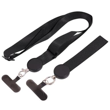 Mobilhalsband 2i1 med fästbricka - Onyx Black