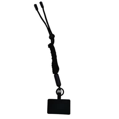 Mobilhalsband 5mm med fästbricka - Svart