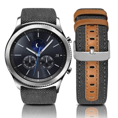 Klockarmband i äkta läder ersätter Samsung klocka Svart