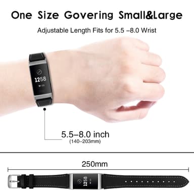 Fitbit Charge 3/4 armband Läder Svart