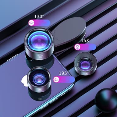 Telefonkameraobjektivsats 195° fisheye-objektiv/130° vidvinkelobjektiv