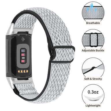 Fitbit Charge 5 armband Nylon Grå/Svart