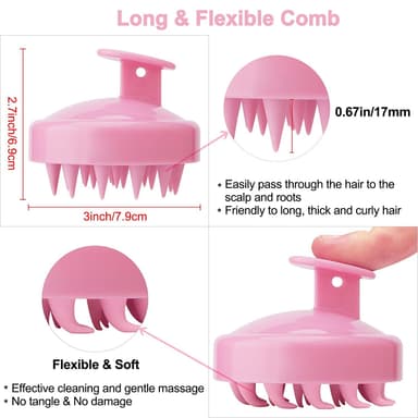 Borste för massage och peeling av hårbotten Rosa