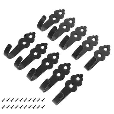 Väggkrokar med skruvar 10-pack Svart