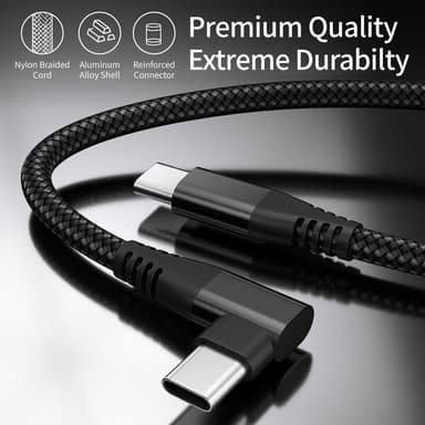 USB-C laddare med vinklad kontakt 60 W PD snabbladdning Svart 2 m
