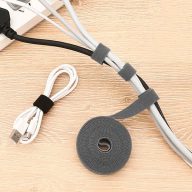 2 paket med kardborreband för förvaring av tråd Grå