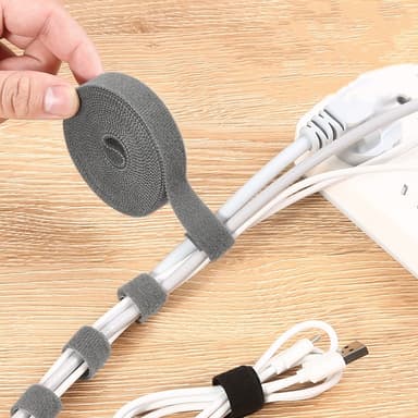 2 paket med kardborreband för förvaring av tråd Grå