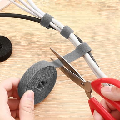 2 paket med kardborreband för förvaring av tråd Grå