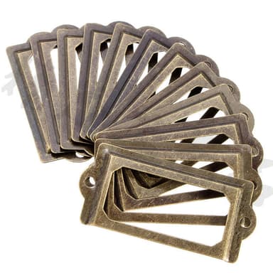 12 Etiketthållare - Metalletiketter Brons