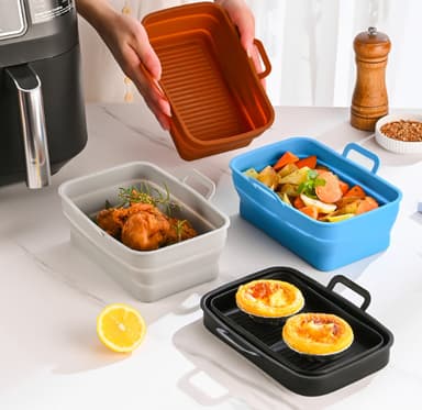 Hopfällbar fyrkantig Air Fryer silikonform 19,5x12,7x7 cm Svart