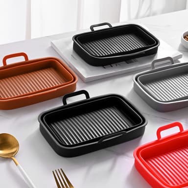 Hopfällbar fyrkantig Air Fryer silikonform 19,5x12,7x7 cm Svart