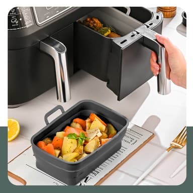 Hopfällbar fyrkantig Air Fryer silikonform 19,5x12,7x7 cm Svart