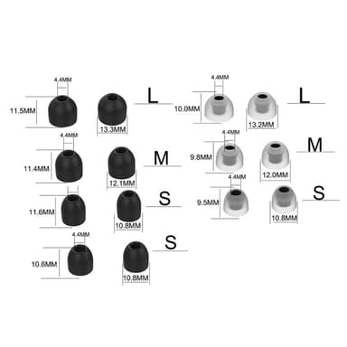 7 par öronkuddar för Sony WF-1000XM3/WF-1000XM4 Svart