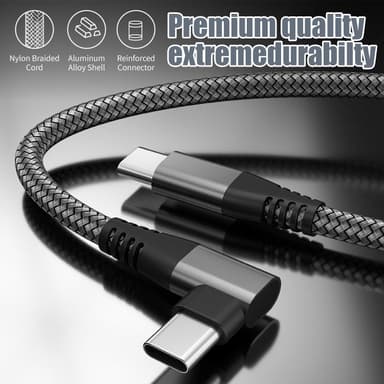USB-C laddare med vinklad kontakt 60 W PD snabbladdning Svart 1 m