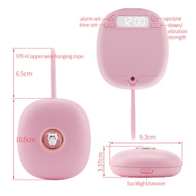 Vibrerande väckarklocka med snooze-funktion Rosa