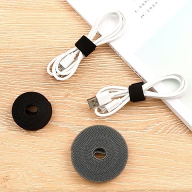 2 paket med kardborreband för förvaring av tråd Svart
