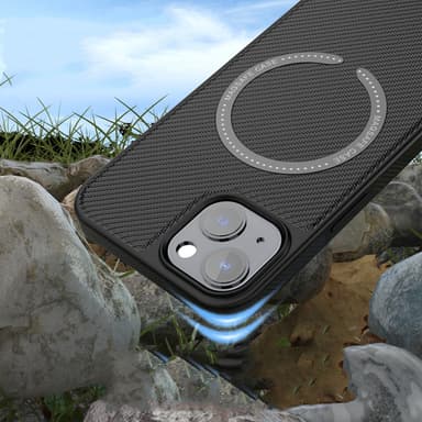 Magnetiskt Kolfiber Laddningsfodral för iPhone Svart iPhone 13