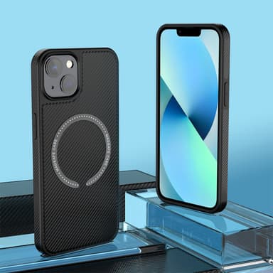 Magnetiskt Kolfiber Laddningsfodral för iPhone Svart iPhone 13