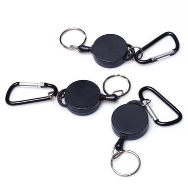 Utdragbar nyckelring med karbinhake 2-pack Svart
