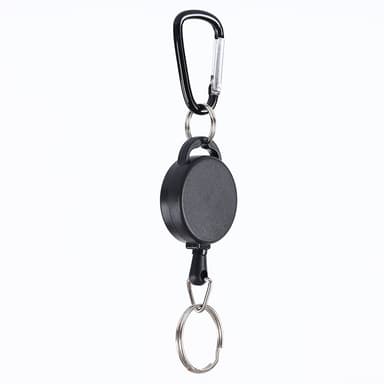 Utdragbar nyckelring med karbinhake 2-pack Svart