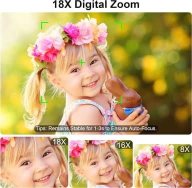 Digitalkamera 4K/48MP/18X digital zoom/stabilisering/autofokus/dubbelk