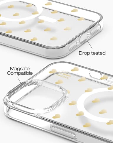 Clear Case MagSafe iPhone 13/14/15 Golden Hearts