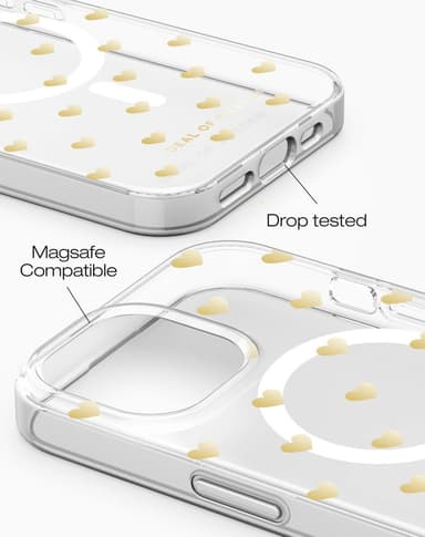 Clear Case MagSafe iPhone 13/14/15 Golden Hearts