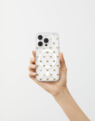 Clear Case MagSafe iPhone 13/14/15 Golden Hearts