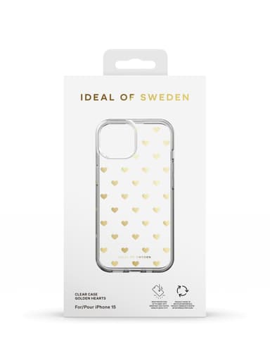 Clear Case iPhone 13/14/15 Golden Hearts