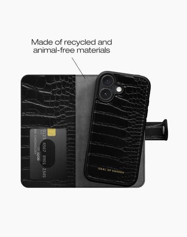 Magnet Wallet+ MagSafe iPhone 16 Black Croco