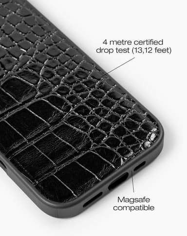 Vegan Leather Case MagSafe iPhone 16 Black Croco