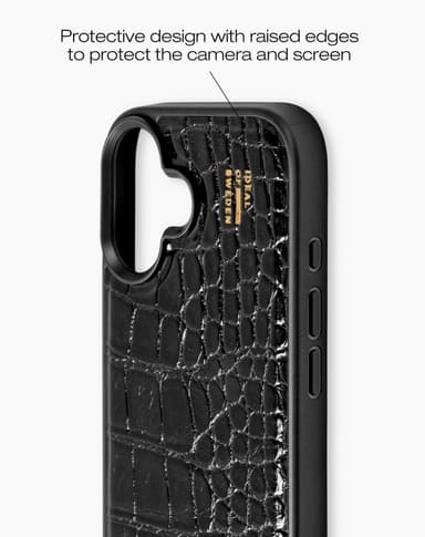 Vegan Leather Case MagSafe iPhone 16 Black Croco