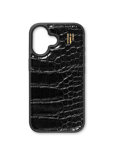 Vegan Leather Case MagSafe iPhone 16 Black Croco