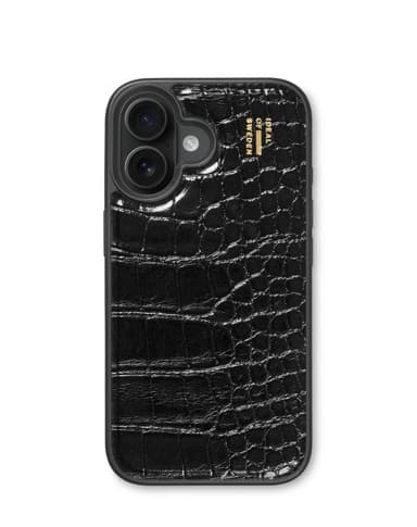 Vegan Leather Case MagSafe iPhone 16 Black Croco