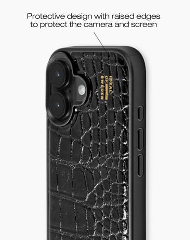 Vegan Leather Case MagSafe iPhone 16 Black Croco