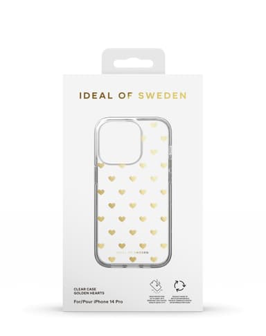 Clear Case iPhone 14PR Golden Hearts
