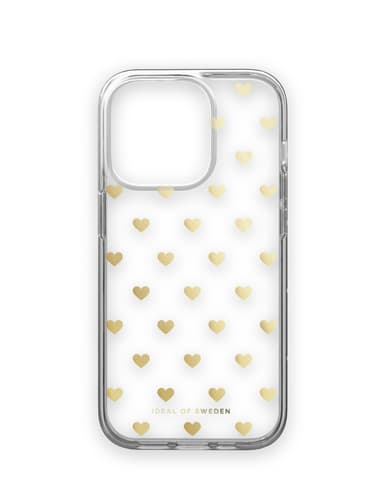 Clear Case iPhone 14PR Golden Hearts