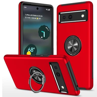 Till Pixel 8a Hybrid skal med Finger Ring - Röd