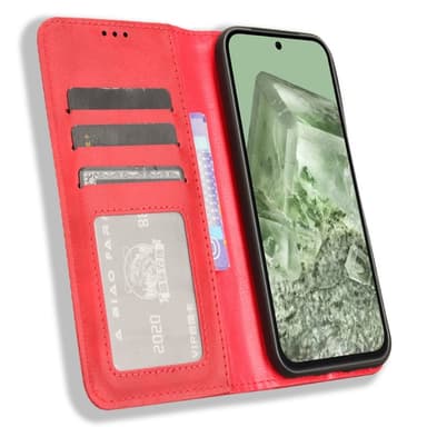 För Google Pixel 8a Plånboksfodral Exklusivt - Röd
