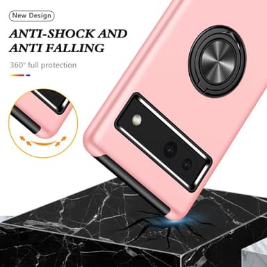 Till Pixel 8a Hybrid skal med Finger Ring - Rosa
