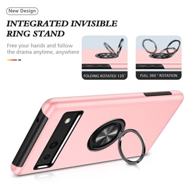 Till Pixel 8a Hybrid skal med Finger Ring - Rosa
